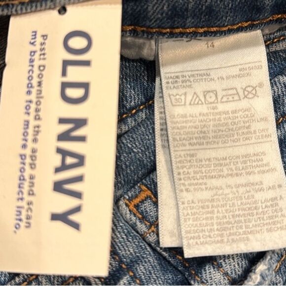 Old Navy Blue Mid Rise Boyfriend Factory Distressed Cotton Denim Shorts NEW - Picture 16 of 16